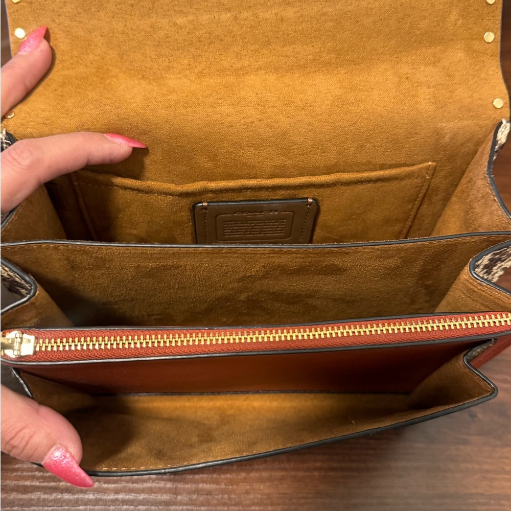 Coach Black and Tan Crossbody Bag with Gold Accents - Picture 3 of 5